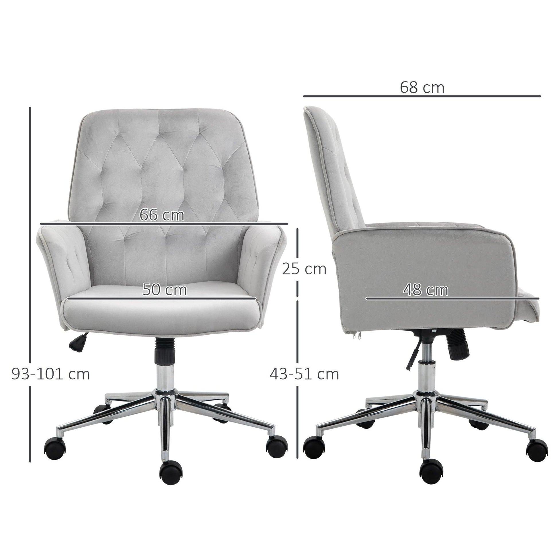 Vinsetto Linen Computer Chair with Armrest, Modern Swivel Chair with Adjustable Height, Light Grey - ALL4U RETAILER LTD