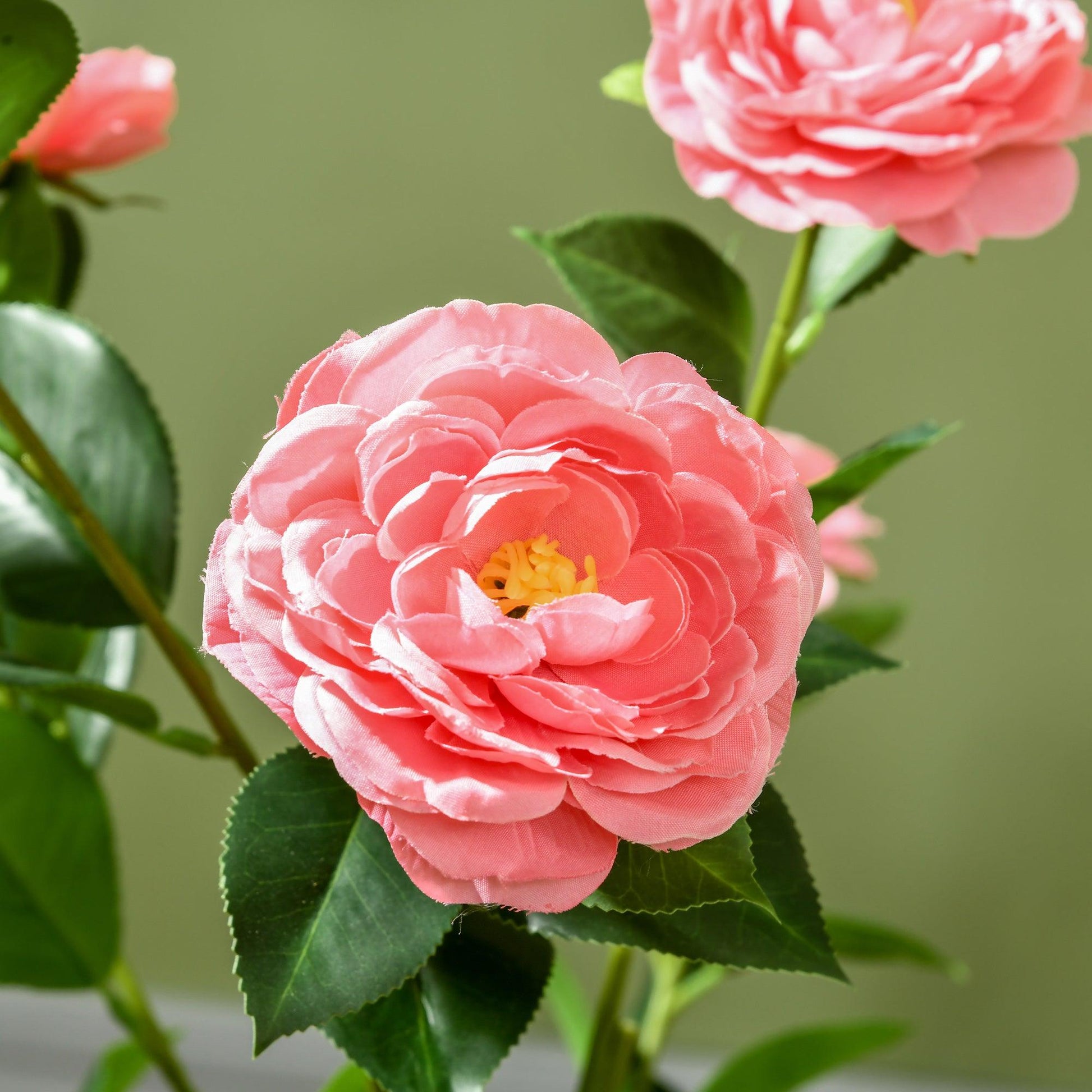 HOMCOM Artificial Plant Camellia Flower in Pot, Fake Plant for Indoor Outdoor, 95cm, Pink - ALL4U RETAILER LTD