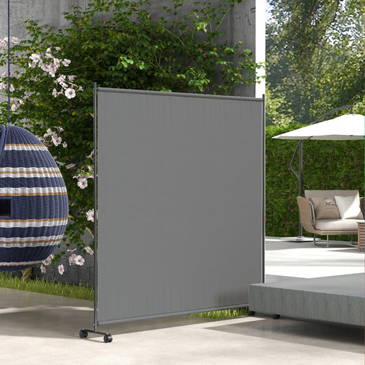 HOMCOM Portable 6FT Outdoor Privacy Screen with Lockable Wheels - Freestanding Metal Room Divider - ALL4U RETAILER LTD