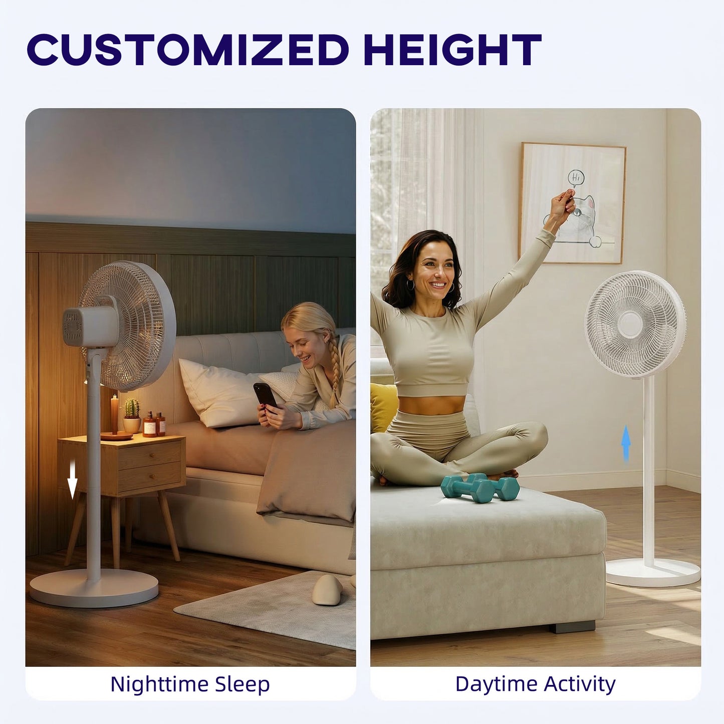 HOMCOM 40 Cm Standing Floor Fan With 80-Degree Oscillation, Adjustable Tilt And Height, 4 Speeds, Remote Control, White