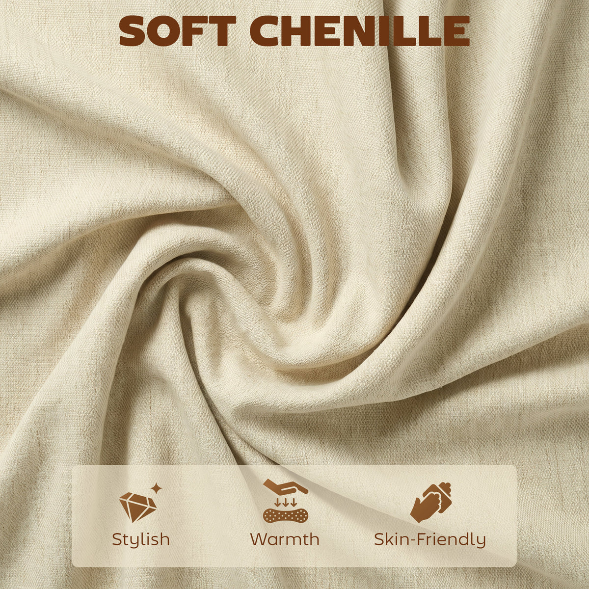 Beige chenille bar stool seat fabric with curved backrest