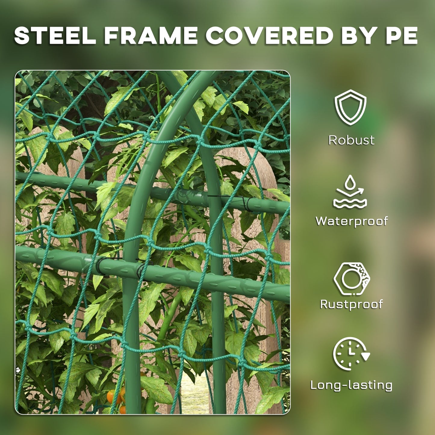 Outsunny 183 Cm Tall Metal Garden Trellis Arch For Climbing Plants Cucumbers Tomatoes Grapes Outdoor With Net