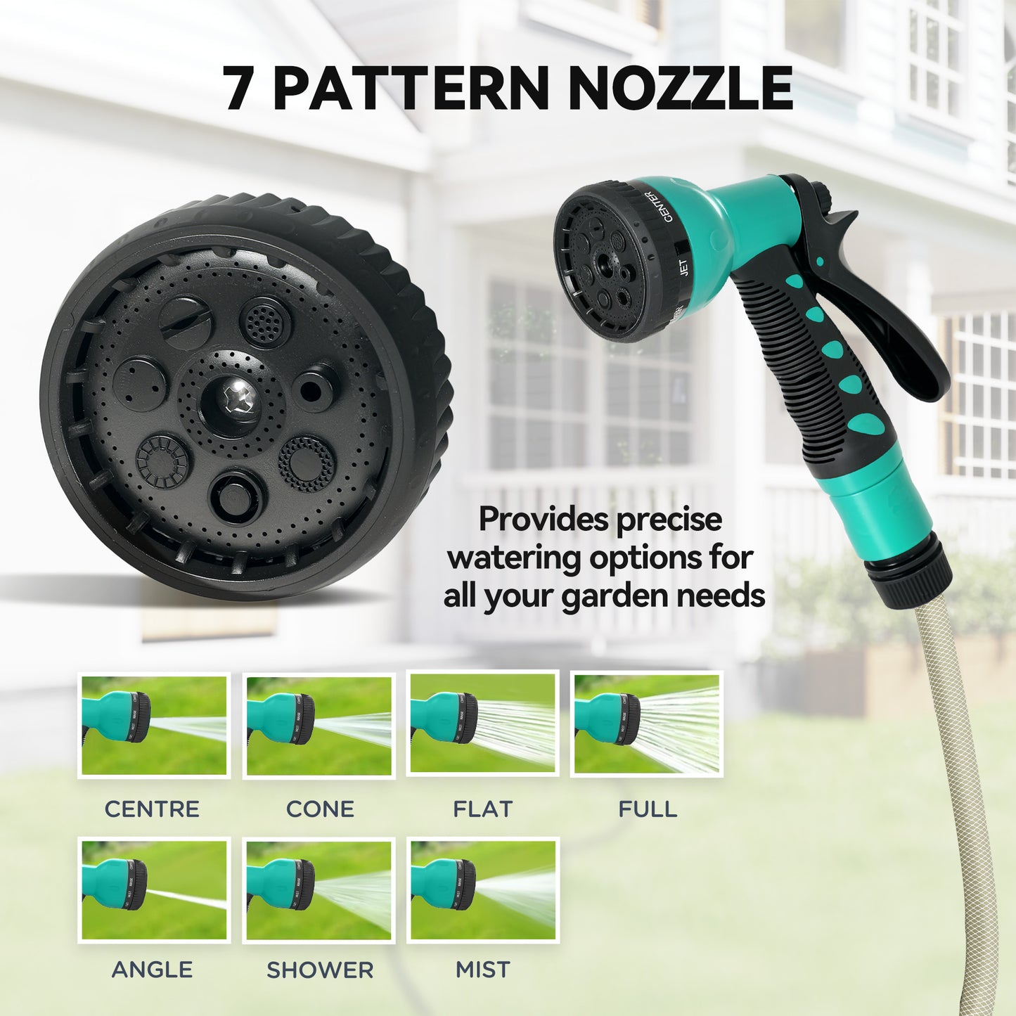 Outsunny Retractable Wall Mounted Hose Reel With 30 Meter Hose Auto Rewind 180 Degree Swivel 7 In 1 Nozzle