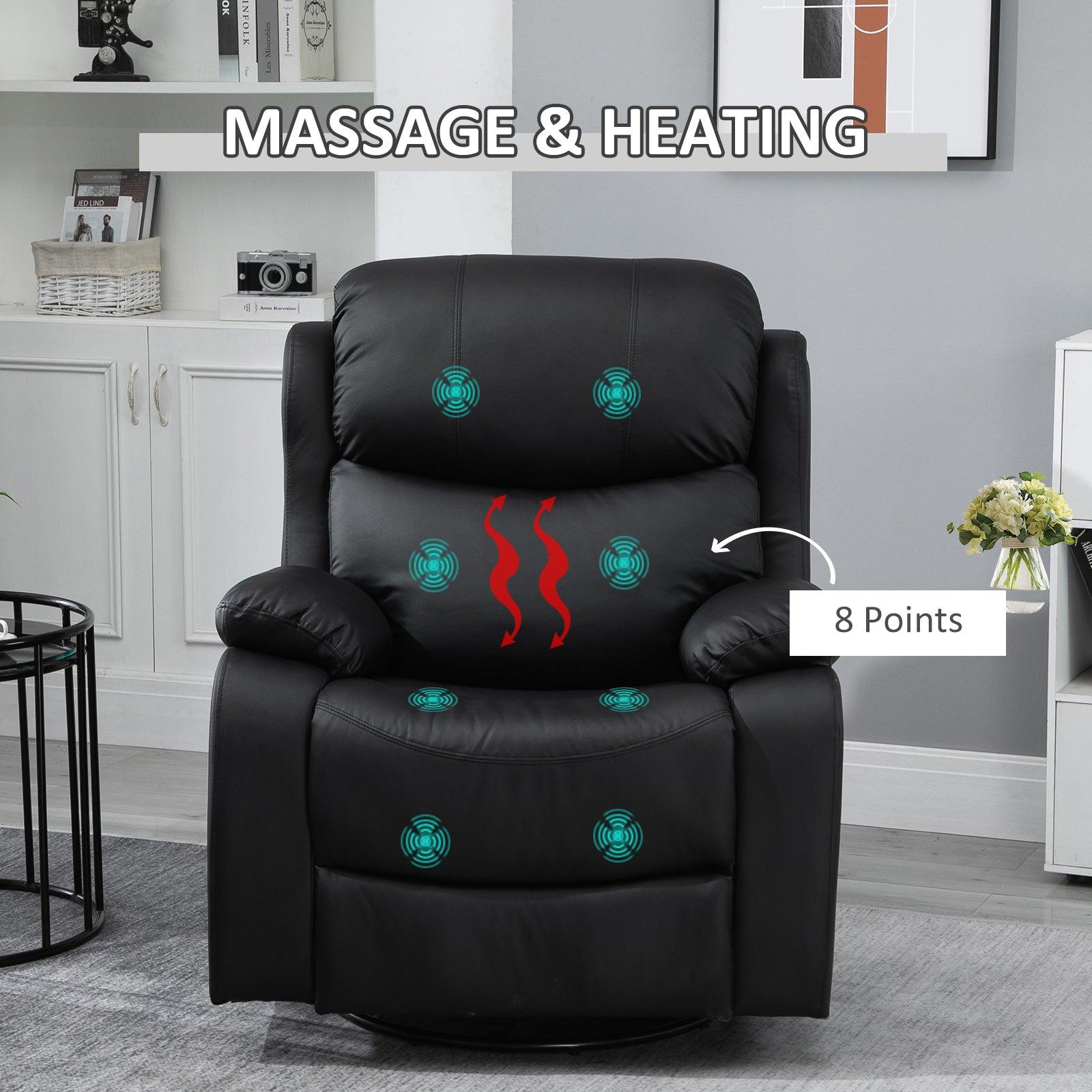 HOMCOM Massage Recliner Chair Manual Reclining Chair with Footrest Remote Black - ALL4U RETAILER LTD