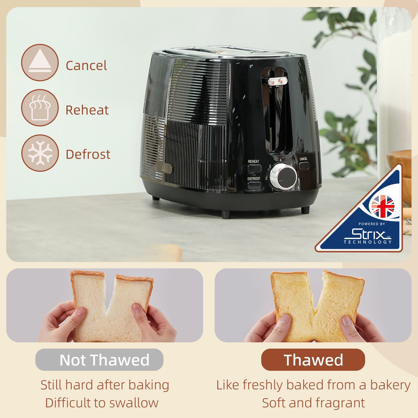 HOMCOM Kettle and Toaster 1.7L 3000W Fast Boil 2 Slice Toaster with 7 Browning Defrost Reheat Boil Dry Protection Black