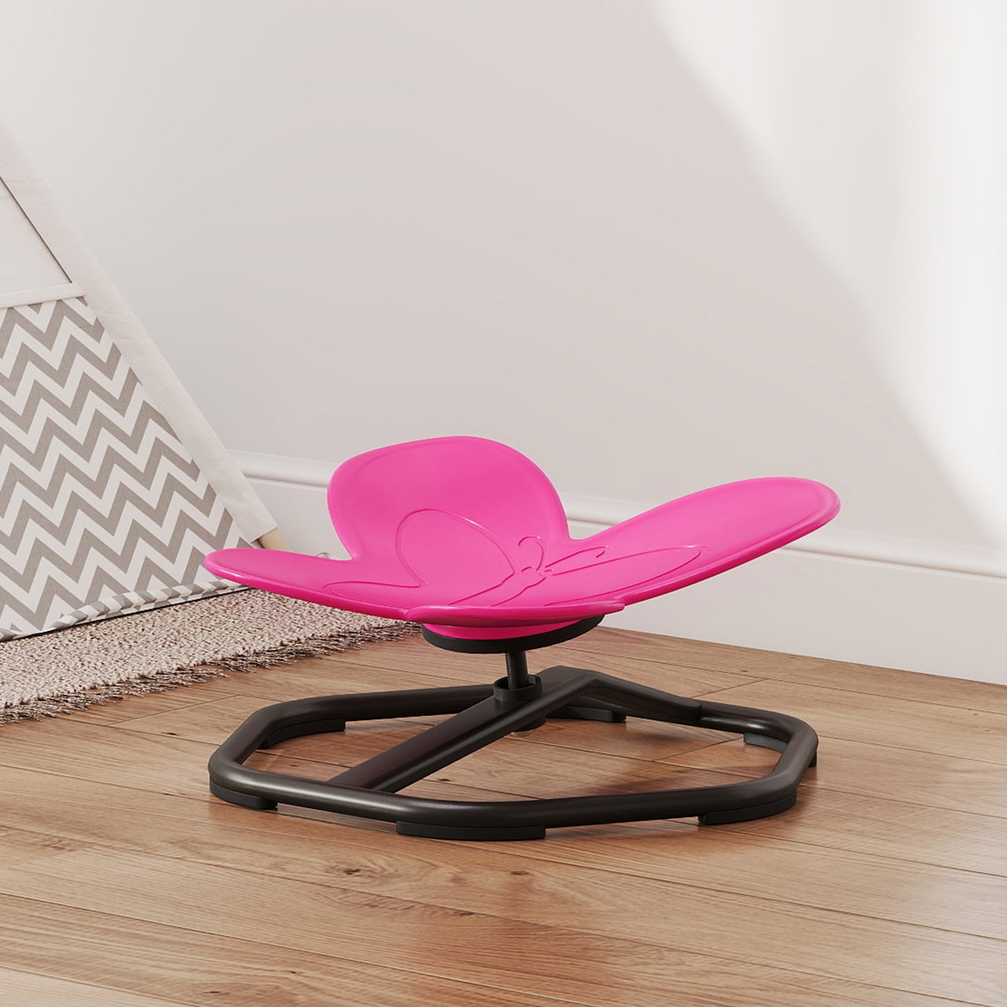 AIYAPLAY Butterfly-Shaped Kids Swivel Chair For Sensory Spinning Balance And Coordination Training Pink