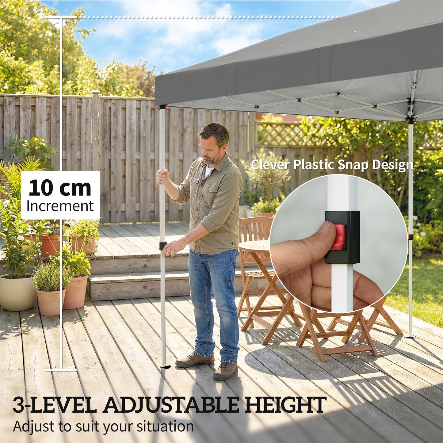 Outsunny 3 By 6 Meter Pop Up Canopy with UV50 Plus Protection Garden Gazebo Six Sidewalls Dark Grey