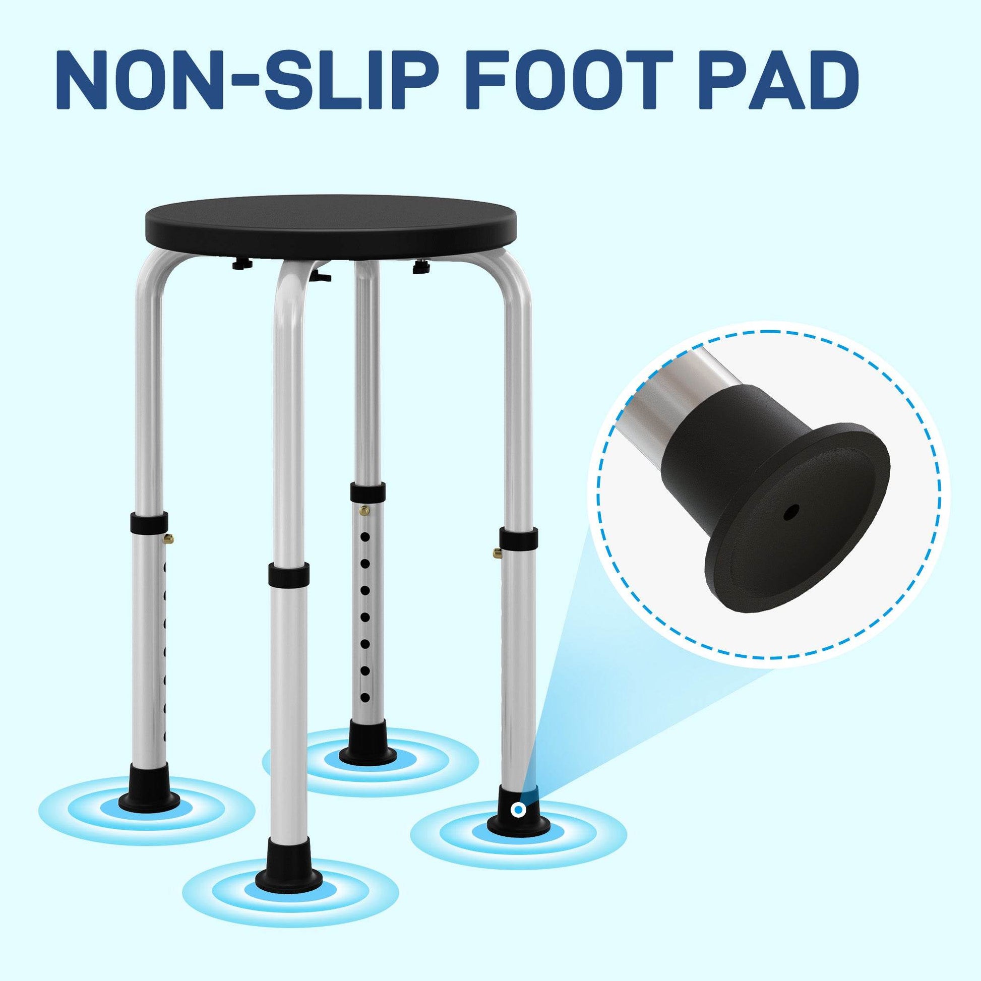 HOMCOM Adjustable Shower Stool with Non-Slip Feet for Elderly and Disabled, Black Aluminium Design - ALL4U RETAILER LTD