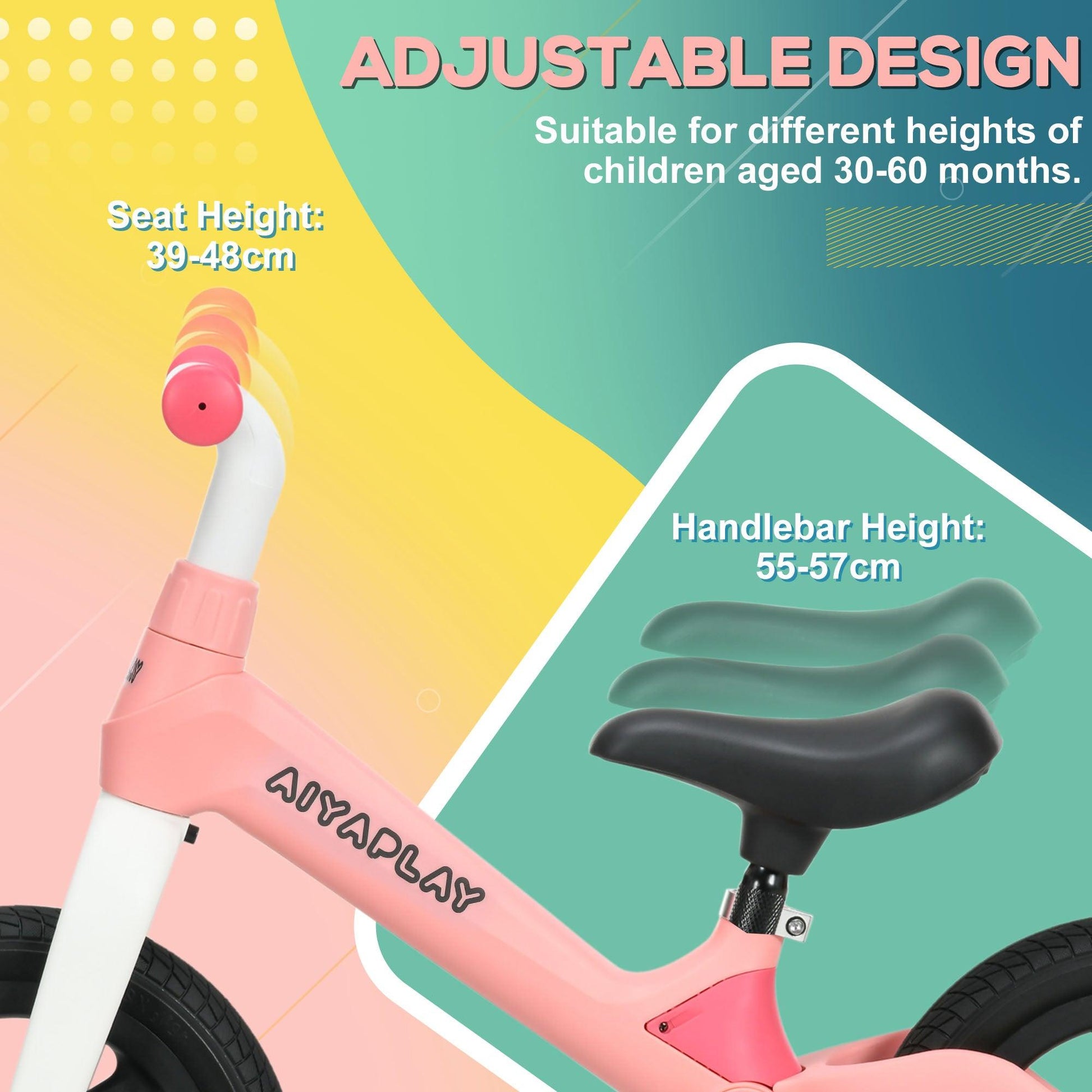 AIYAPLAY Balance Bike Toddler - Pink - ALL4U RETAILER LTD