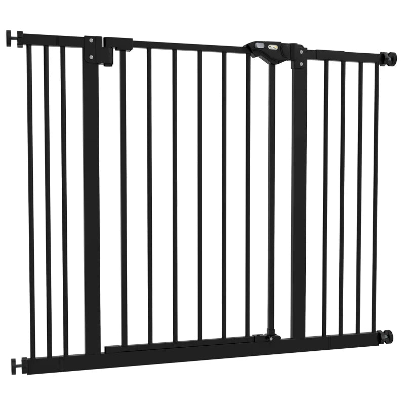 PawHut Black Metal Adjustable Dog Gate: Expandable Width 74-100cm for Secure Pet Containment - ALL4U RETAILER LTD