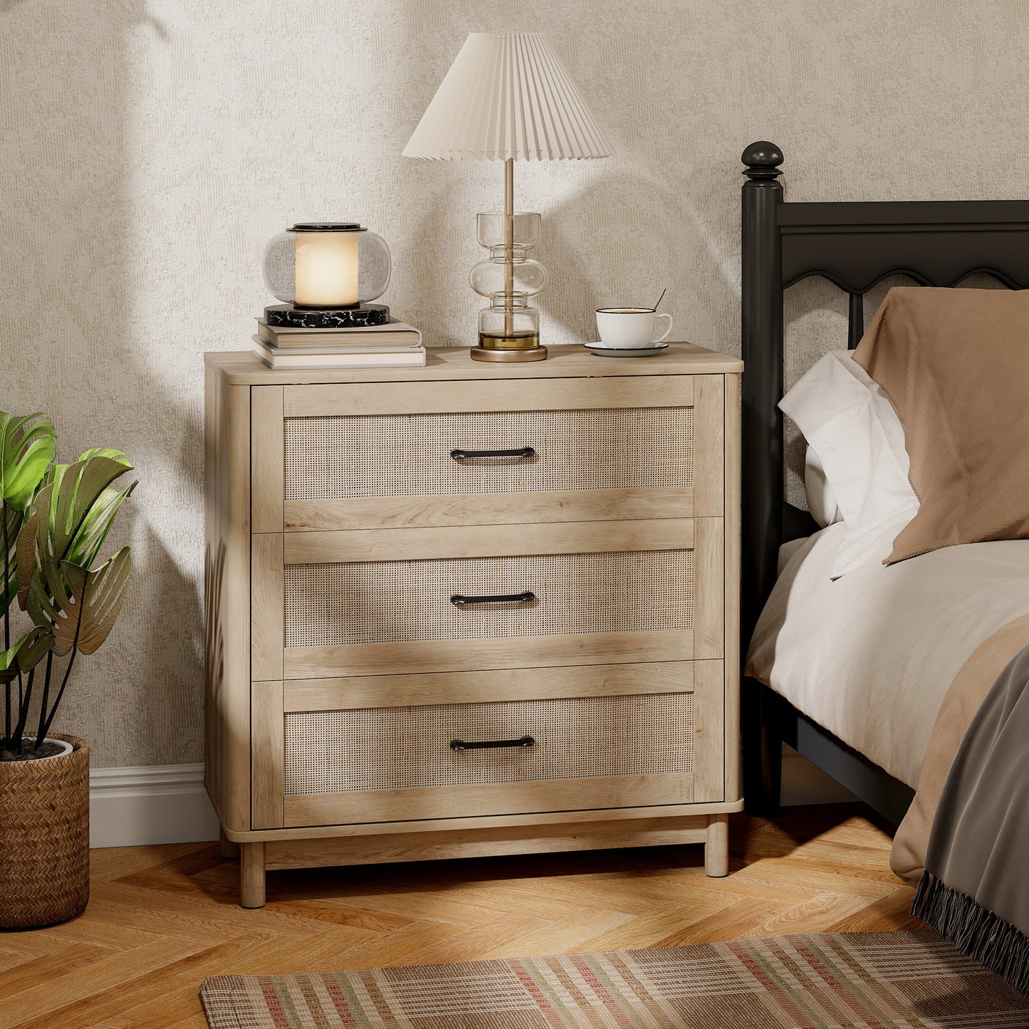 HOMCOM 76 Cm Wide Oak Chest Of Drawers With Three Drawers For Bedroom Organization