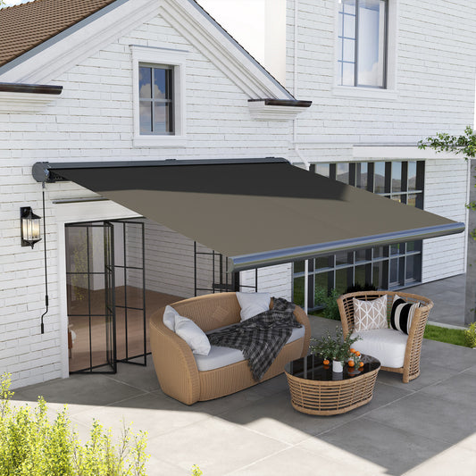 Outsunny 4x3m Full Cassette Electric Awning With Remote Aluminium Frame Retractable Garden Canopy UPF50 Dark Grey
