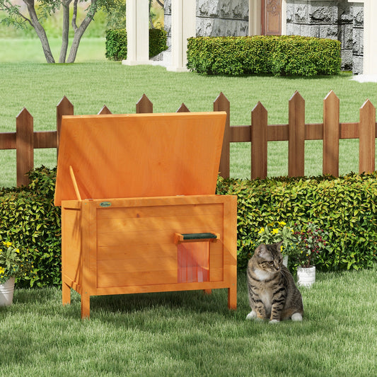 PawHut Outdoor Insulated Cat Shelter with Removable Floor and Weather-Resistant Roof - Orange - ALL4U RETAILER LTD