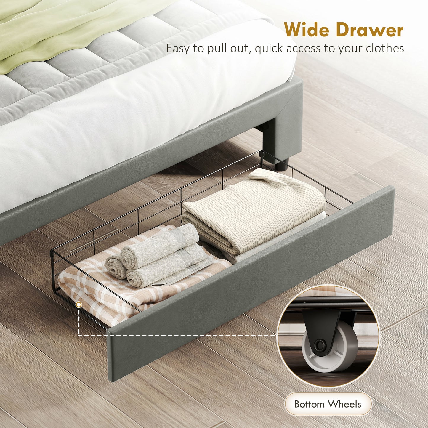 HOMCOM King Size Ottoman Bed Frame with Storage Drawer – Grey Fabric Lift-Up Bed