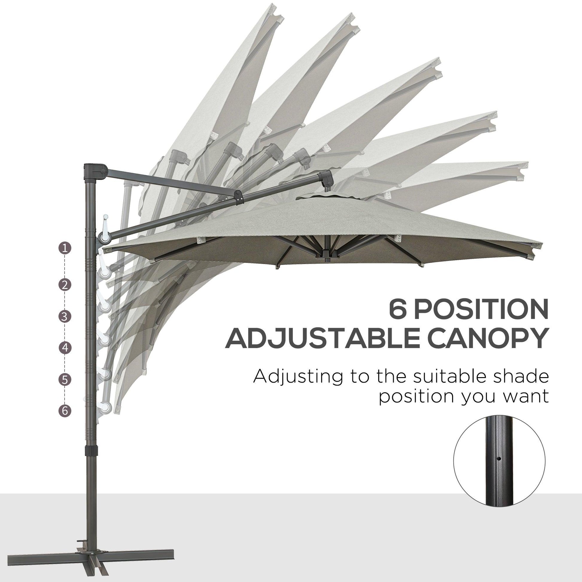 Outsunny 3 m Cantilever Banana Parasol with Cross Base, 360Â° Rotation Patio Umbrella with Crank Handle, Tilt, Beige - ALL4U RETAILER LTD