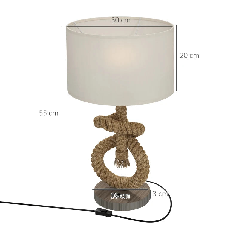 HOMCOM Nautical LED Table Lamp with USB Charging Port - Bedside Desk Lamp for Bedroom, Living Room, Home Office - ALL4U RETAILER LTD