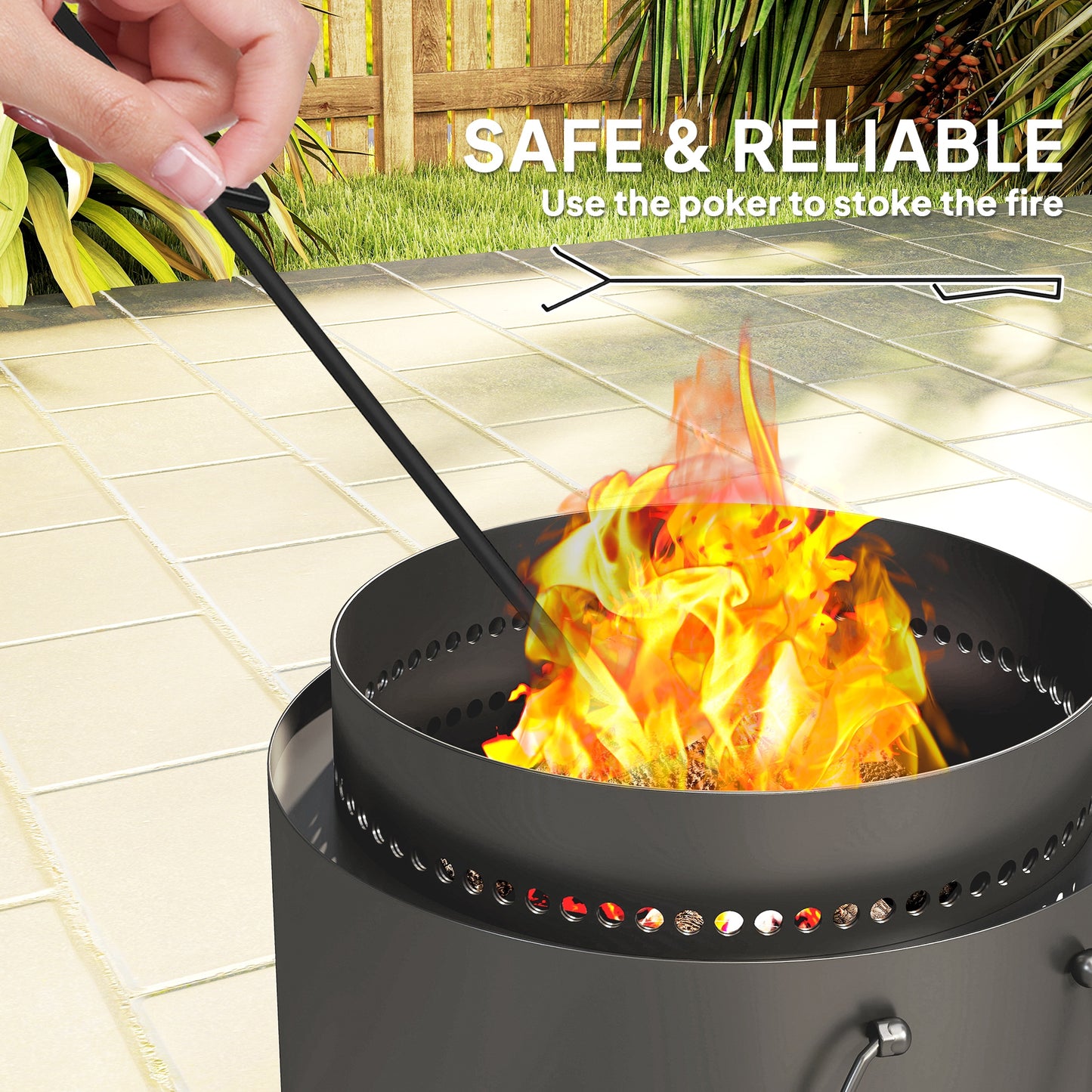 Outsunny Smokeless Fire Pit With Ash Catcher 37cm Portable Wood Burning Firepit For Garden Camping Bonfire