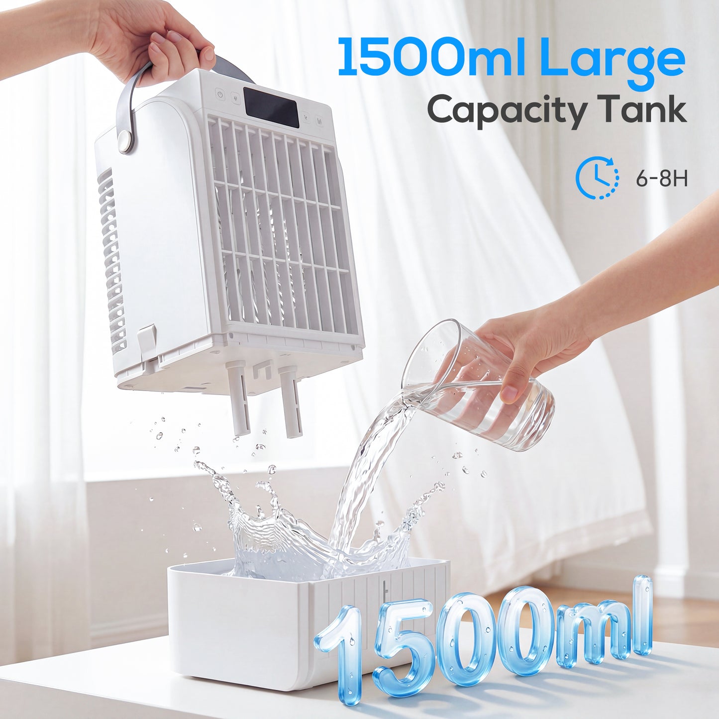 HOMCOM Portable 4 In 1 Air Conditioner And Mini Cooler With 4 Wind Speeds 2 Cool Mist RGB LED Light White