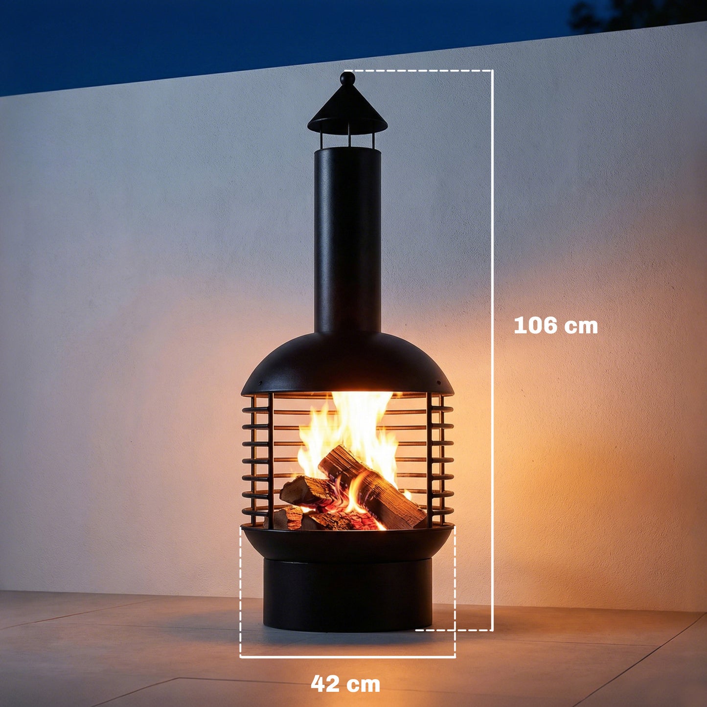 Outsunny Chimney Fire Pit Portable Wood Burning Outdoor Fireplace With Poker Charcoal Grid For Garden Patio Black