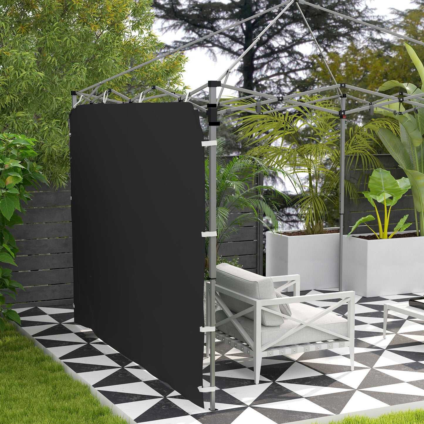 Outsunny 195 x 295 cm Replacement Gazebo Sidewall Black For 3 x 3 m Gazebo With Mesh Pockets