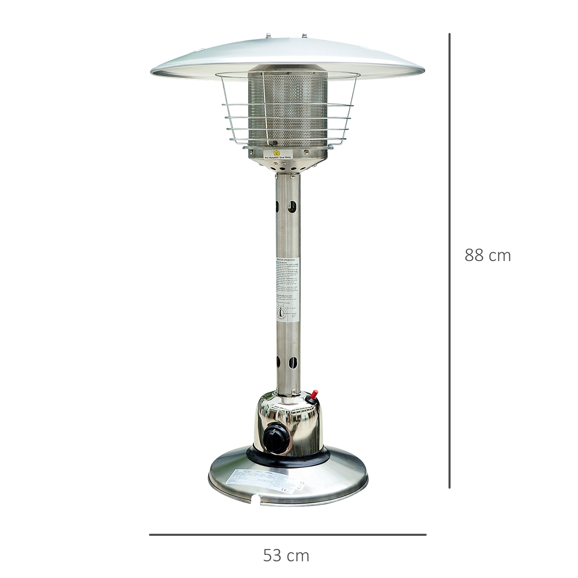 Outsunny Outdoor Stainless Steel Table Top Gas Heater - 4 kW Silver Finish - ALL4U RETAILER LTD