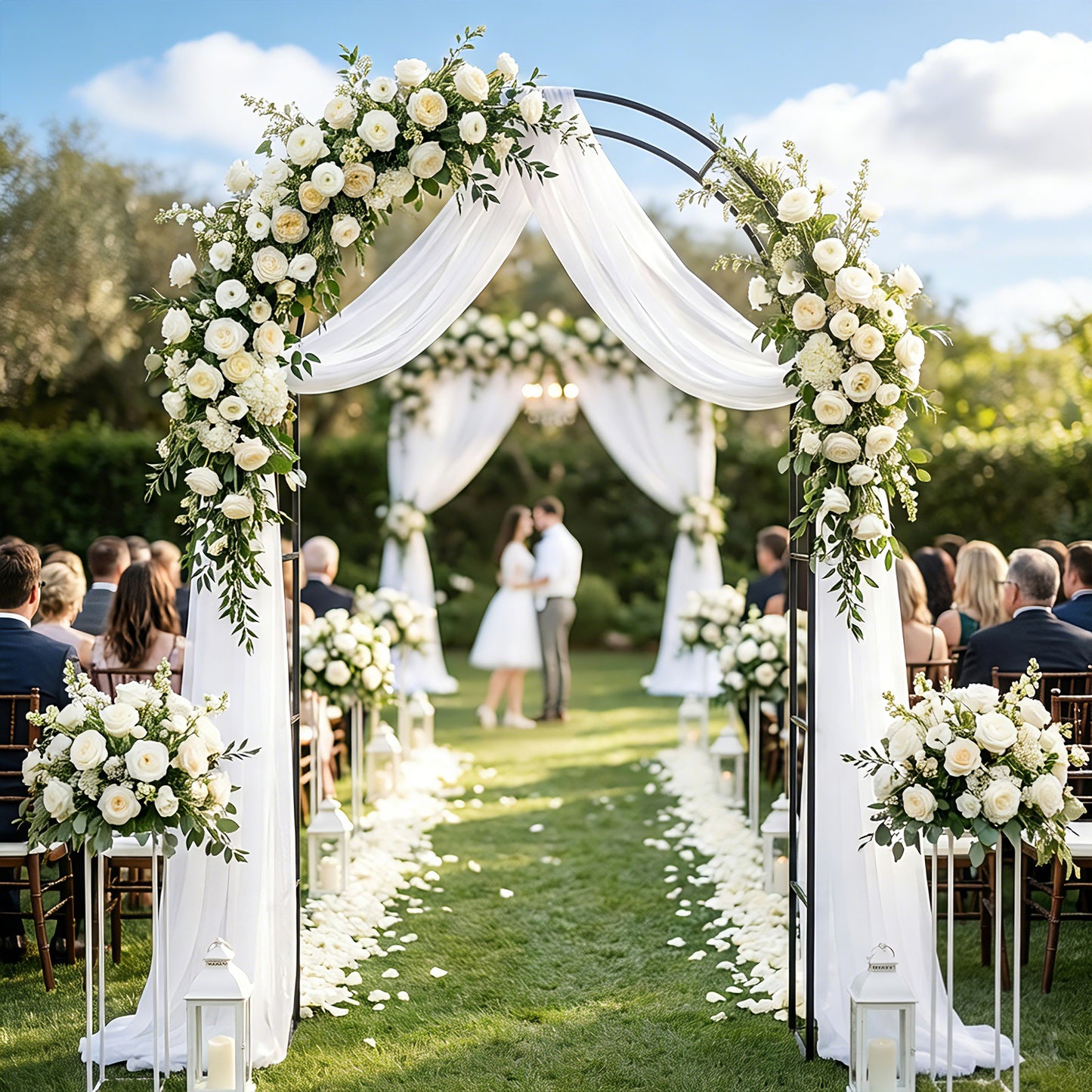 Outsunny Freestanding Garden Arch Metal Trellis For Climbing Plants Outdoor Wedding Arch Bridal Black