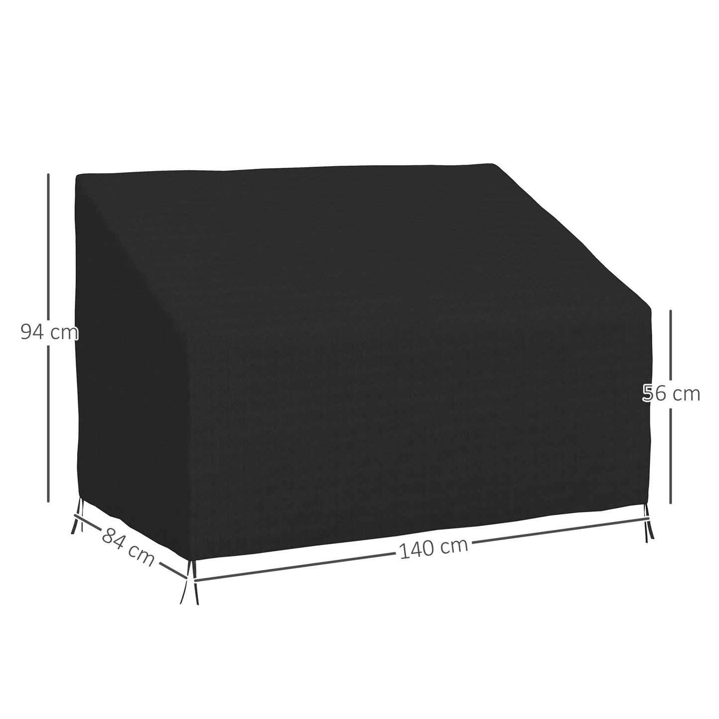 Outsunny 600D Oxford Cloth 2 Seater Sofa Cover Waterproof Outdoor Garden Patio Black 140L x 84W cm