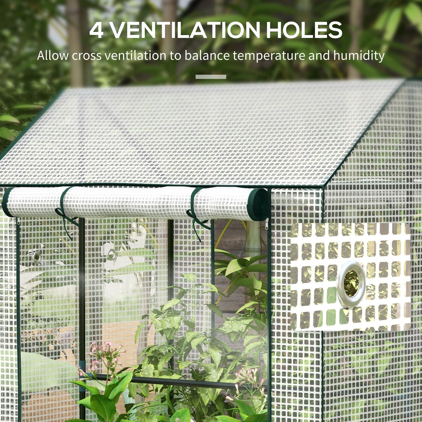 Outsunny Green House Mini Greenhouse With Two Roll Up Doors Vent Holes And Reinforced Cover 100 X 80 X 150cm