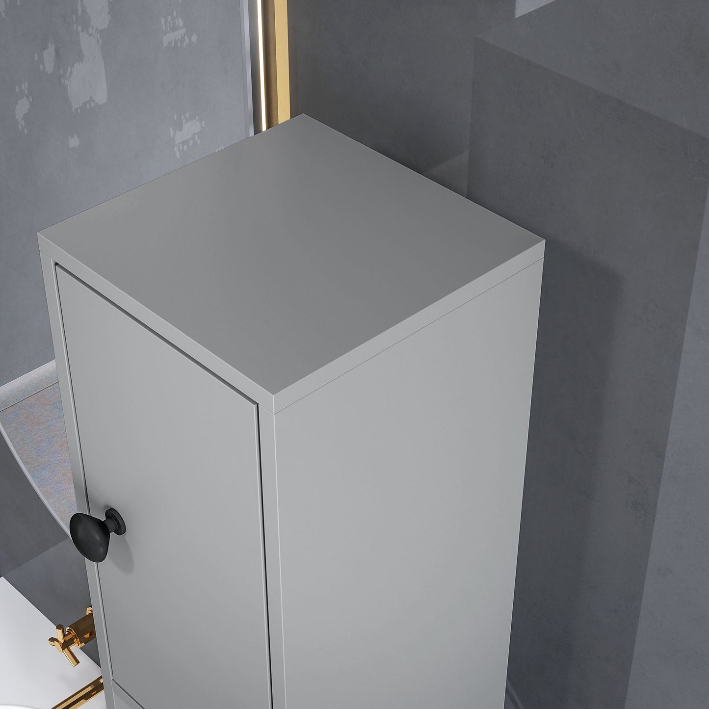 Kleankin 180cm Slim Bathroom Cabinet With Drawer Shelves And Cupboards Grey For Small Bathrooms