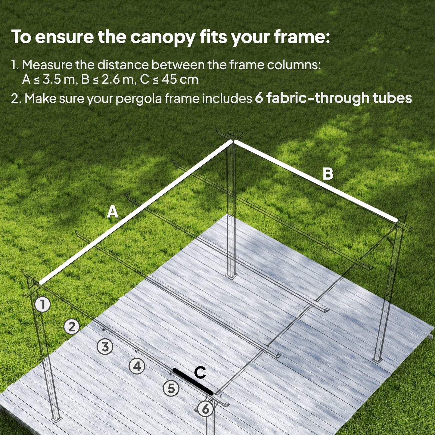 Outsunny Replacement Pergola Canopy 3.5 x 2.6 m Fits 4 x 3 m Frame Roof Top Only Tan