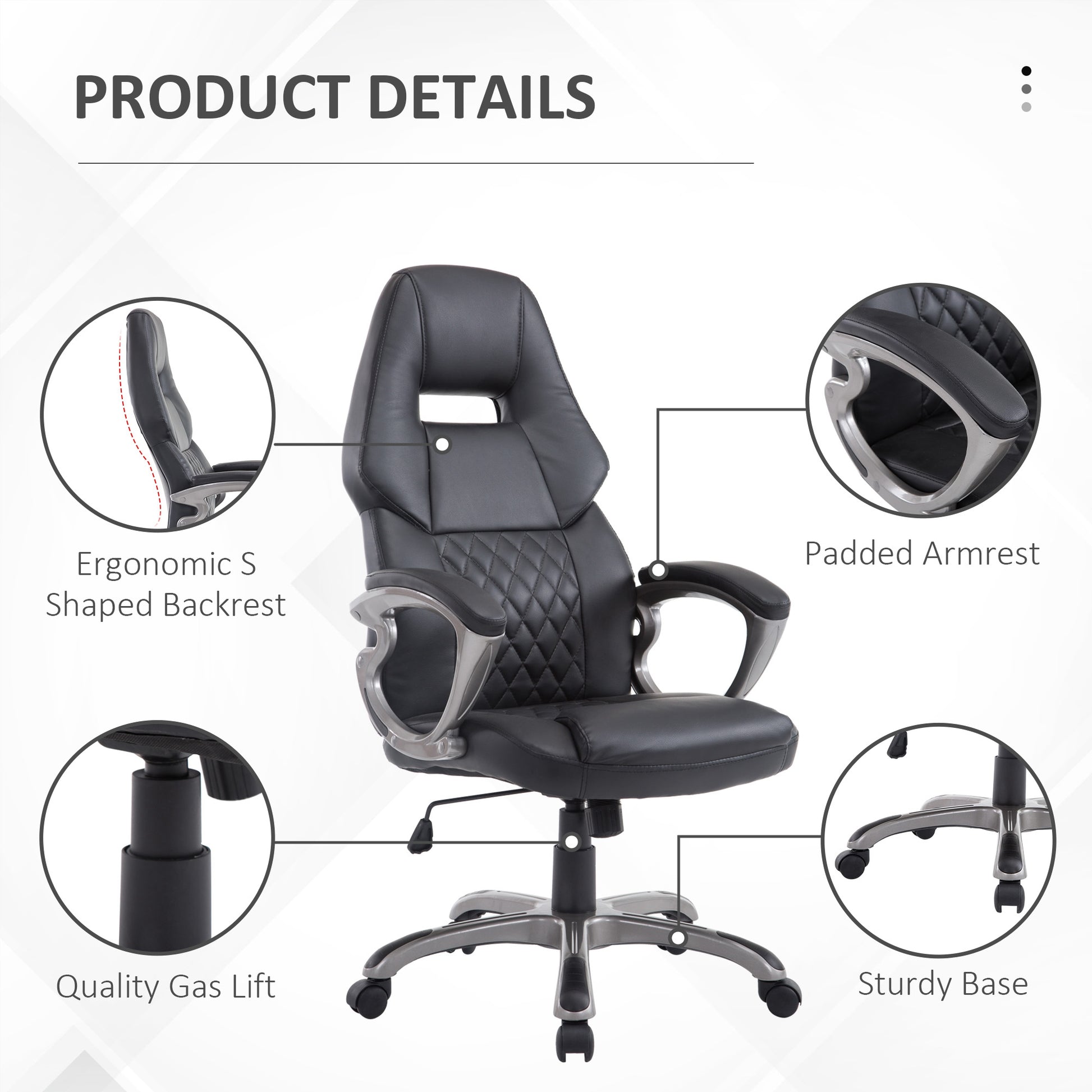 HOMCOM Ergonomic Racing Gaming Chair - Adjustable Swivel Desk and Office Armchair in PU Leather - ALL4U RETAILER LTD