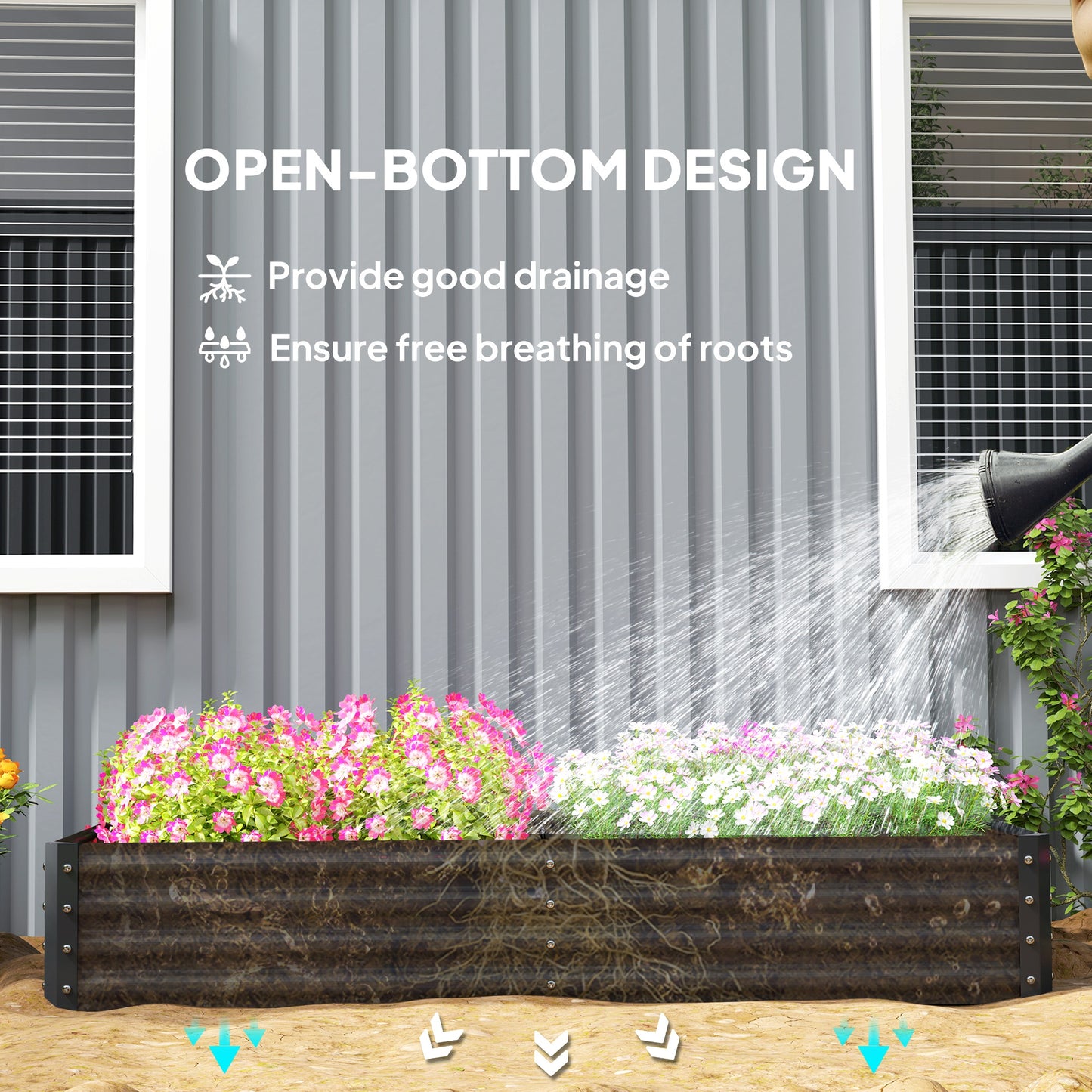 Outsunny 180 By 90cm Galvanised Steel Open Planter With 30cm Depth And 459 L Capacity