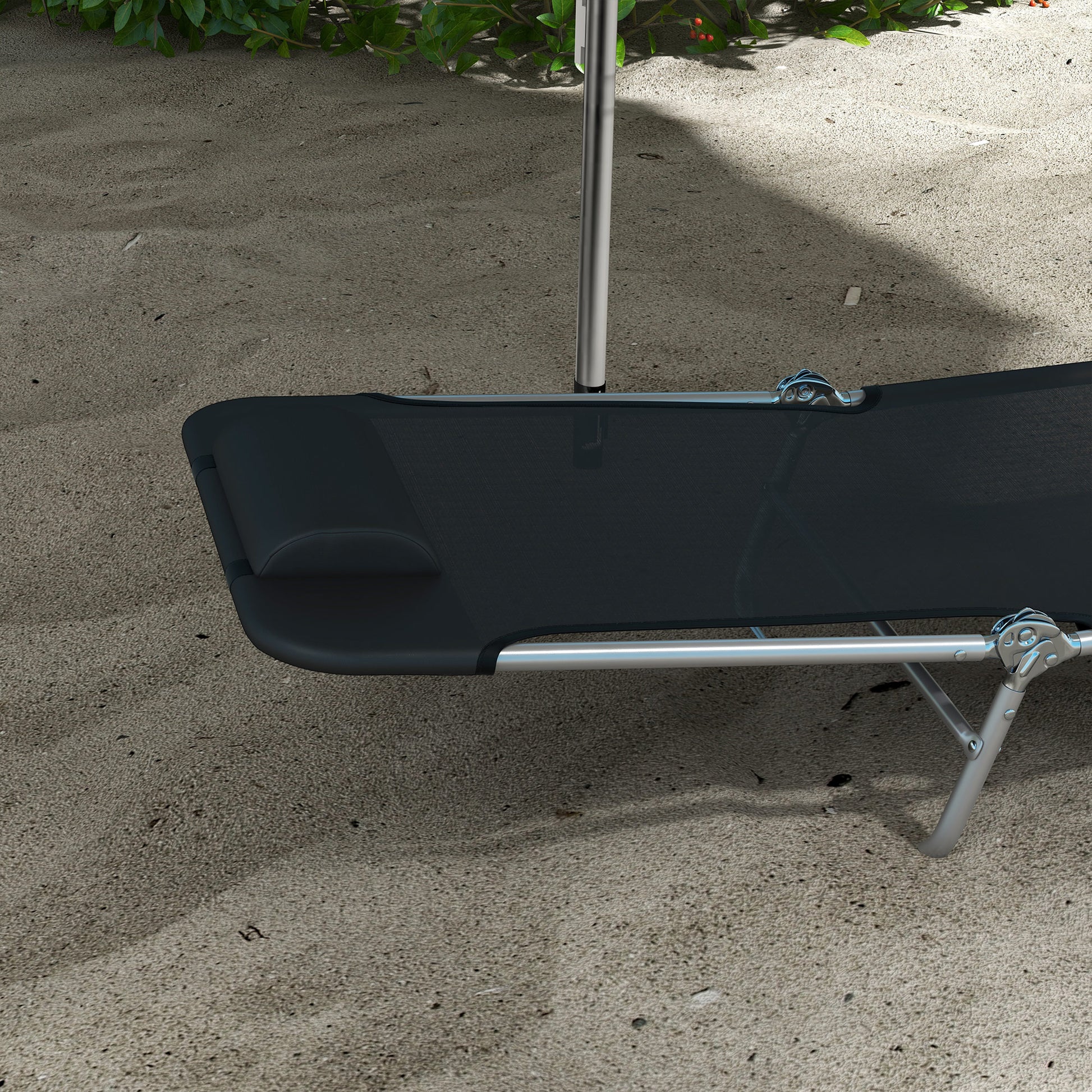 Outsunny Set of Two Adjustable Folding Sun Loungers with Steel Frame - Black - ALL4U RETAILER LTD