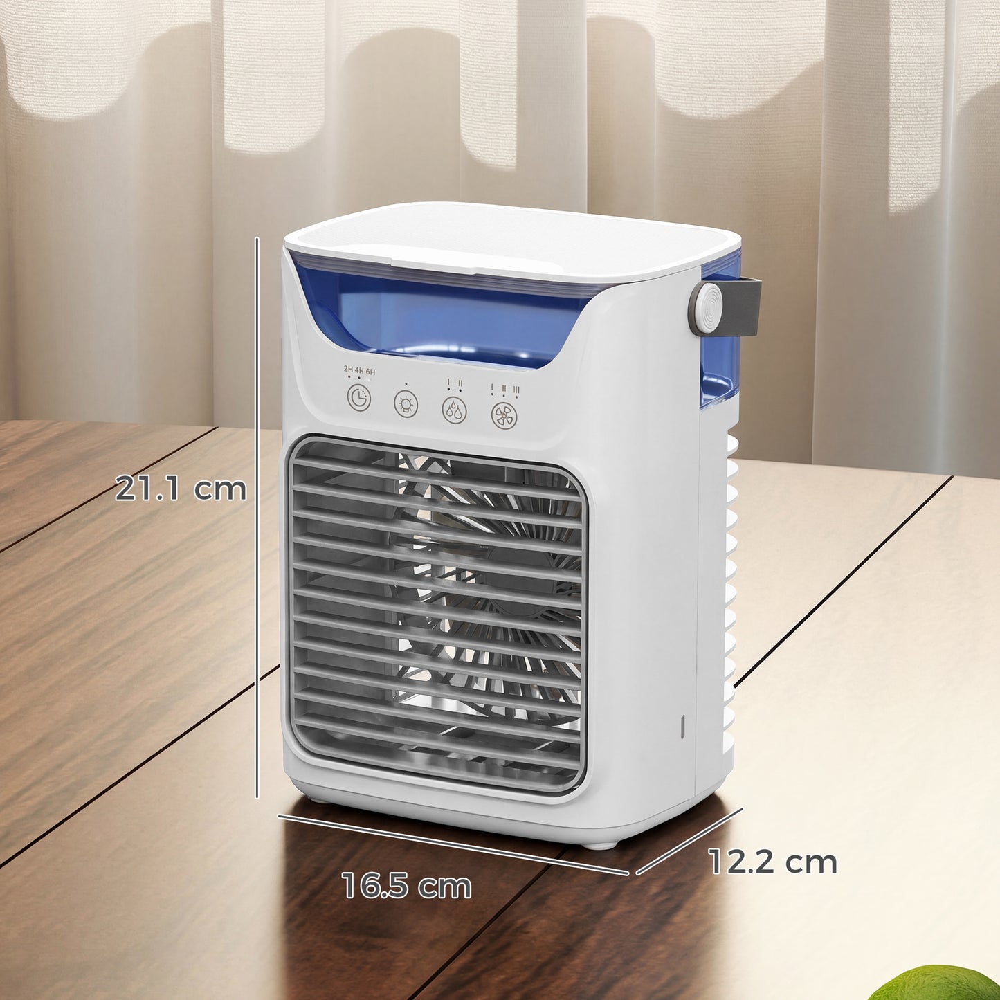 HOMCOM Air Cooler With Adjustable Head Portable Air Conditioner 3 Wind Speeds 2 Cool Mist Settings RGB Light White