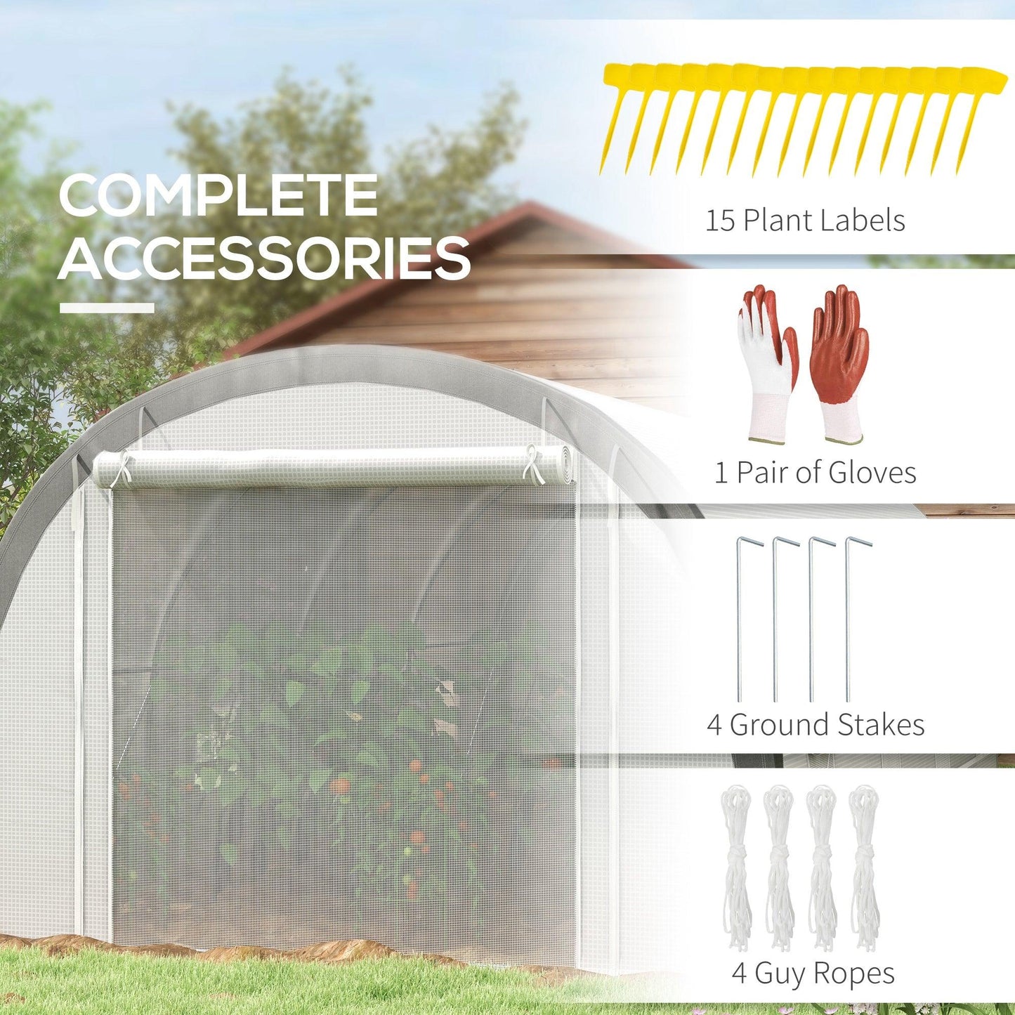 Outsunny Walk-in Tunnel Greenhouse, Upgraded Structure, Mesh Door & Windows - ALL4U RETAILER LTD