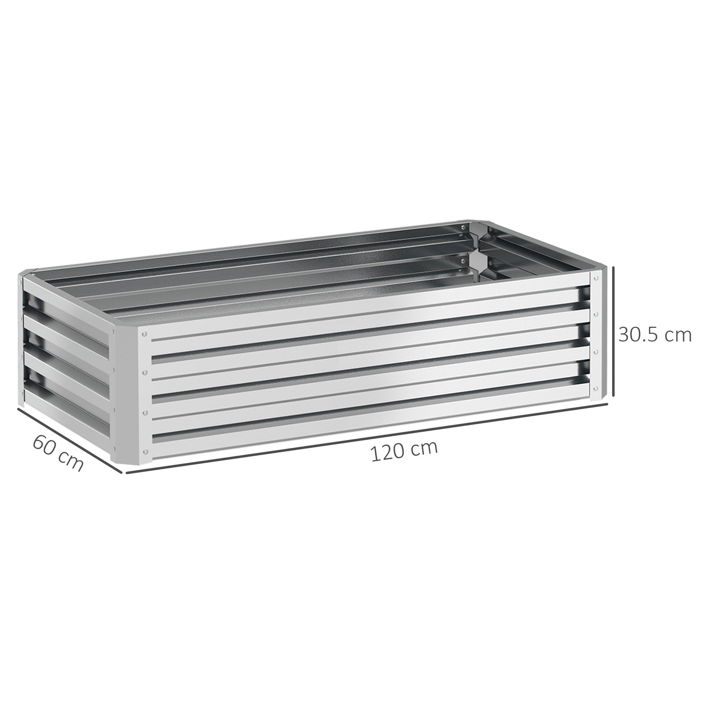 Outsunny Raised Beds for Garden Galvanized Outdoor Planters for Herbs and Vegetables Patio Balcony Backyard Silver