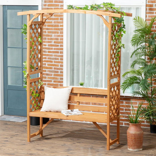 Outsunny Arch Pergola Patio Garden Bench, Wooden Garden Arbour with Seat - ALL4U RETAILER LTD