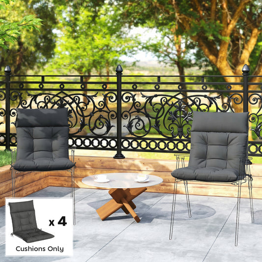 Outsunny Patio Chair Cushions 4 Piece Set Waterproof Non Slip Lounge Cushions 112x53cm Dark Grey