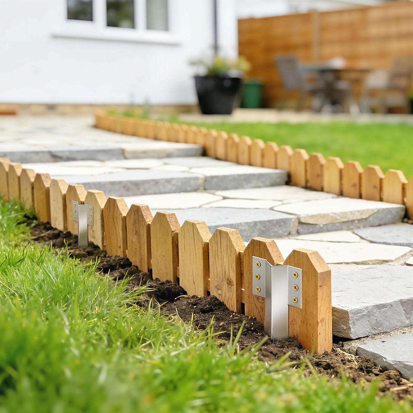 Outsunny 20 Pack Railway Sleeper Brackets 41 Cm Heavy Duty Galvanised Steel Sleeper Stakes With Screws And Gloves