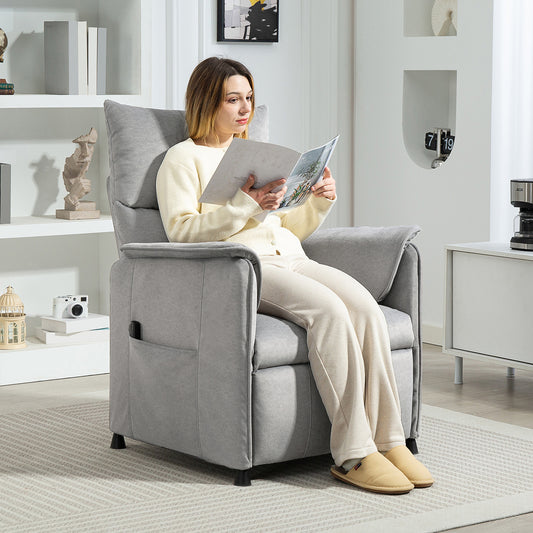 HOMCOM Power Recliner With Remote Electric Grey Pocket Springs Silent Motor Side Pockets
