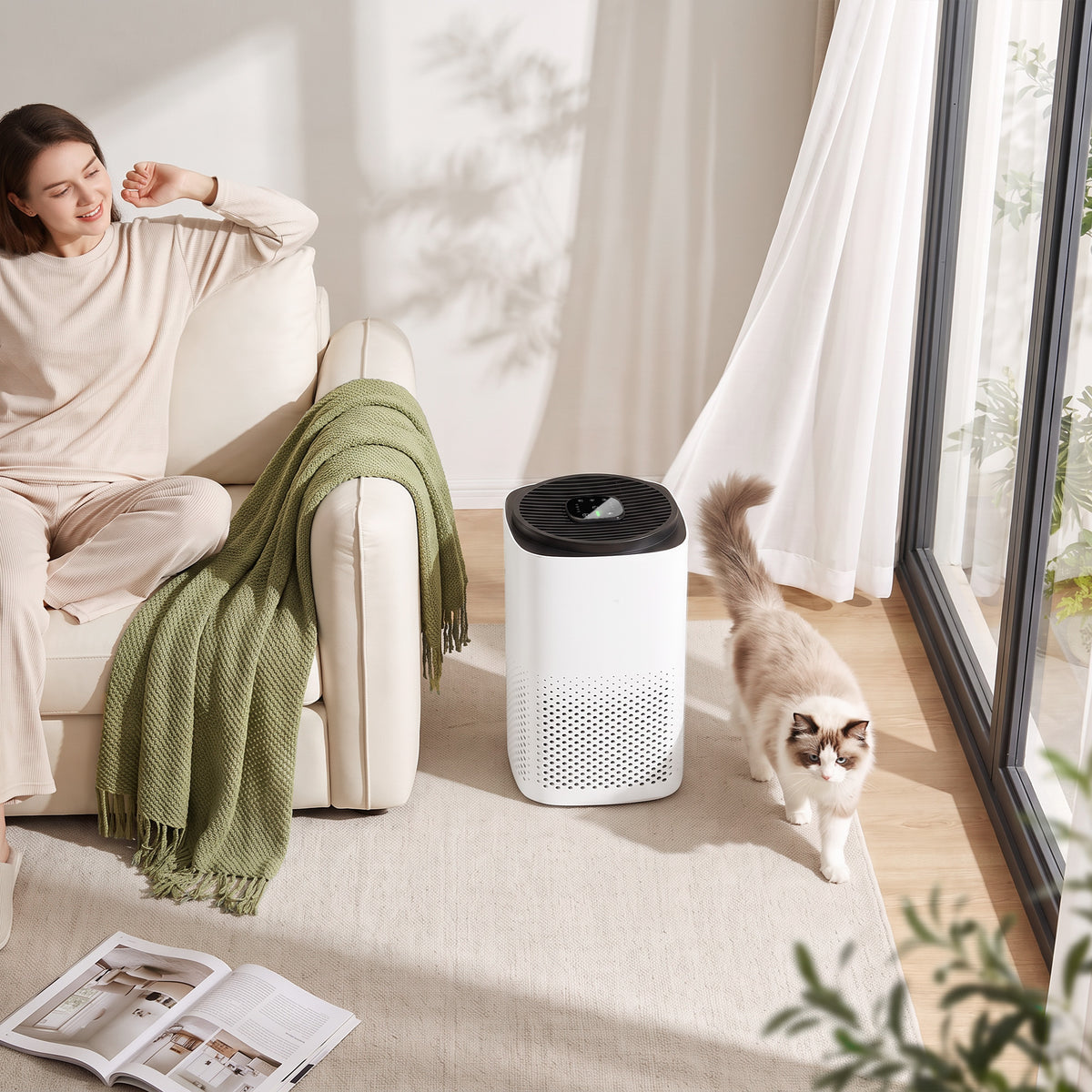 Smart Air Purifier With HEPA Filter For Home App Voice Control
