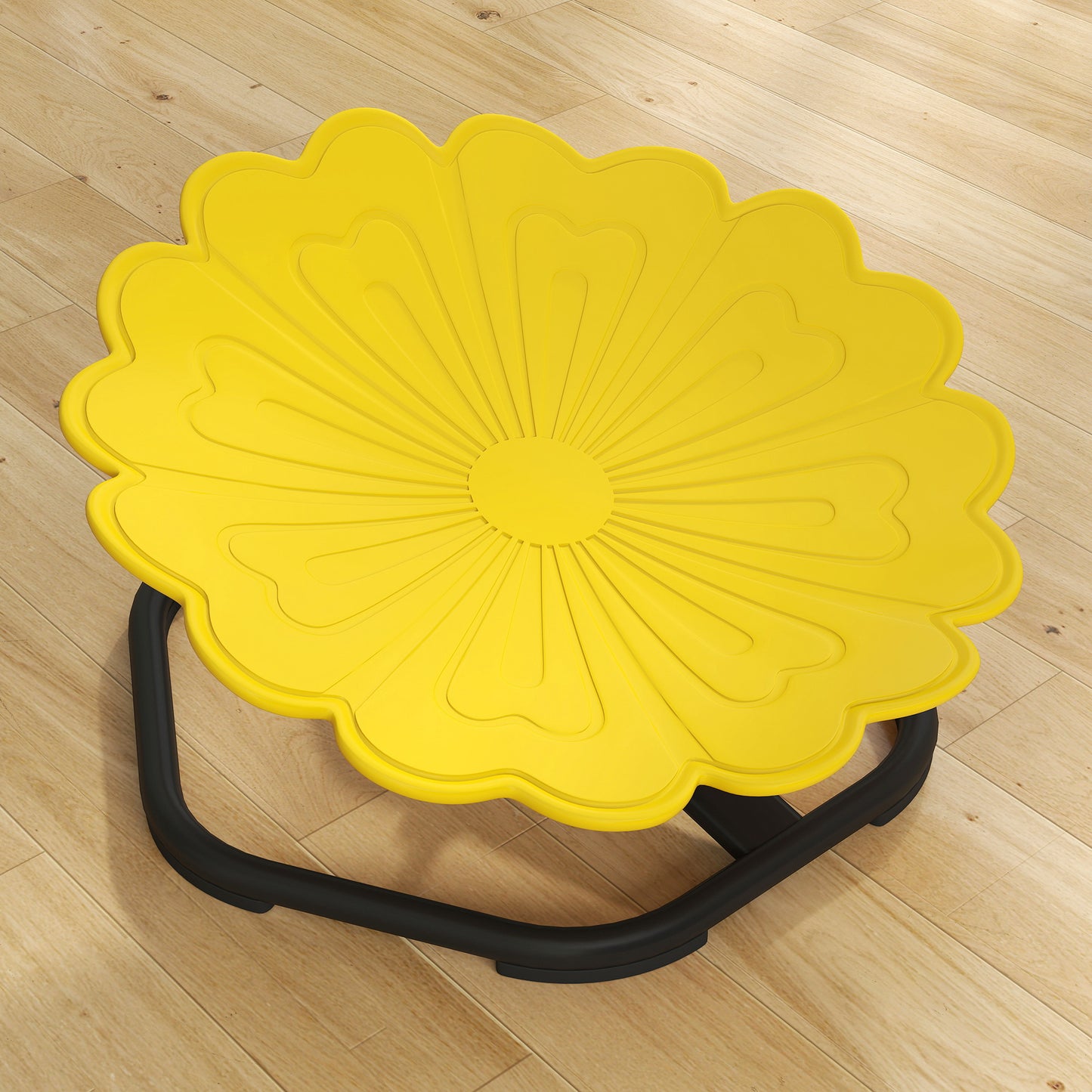 AIYAPLAY Flower Shaped Sensory Spinning Chair Non Slip Base for Balance and Coordination Yellow