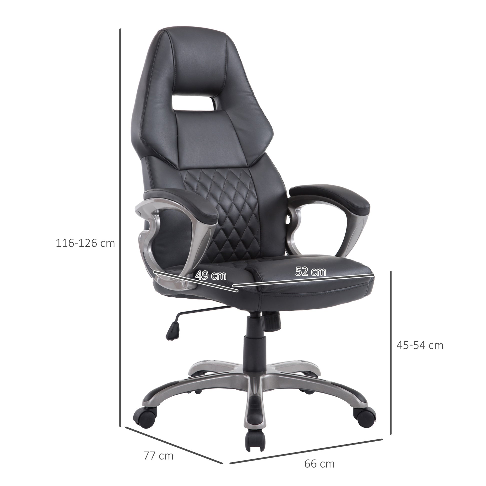 HOMCOM Ergonomic Racing Gaming Chair - Adjustable Swivel Desk and Office Armchair in PU Leather - ALL4U RETAILER LTD