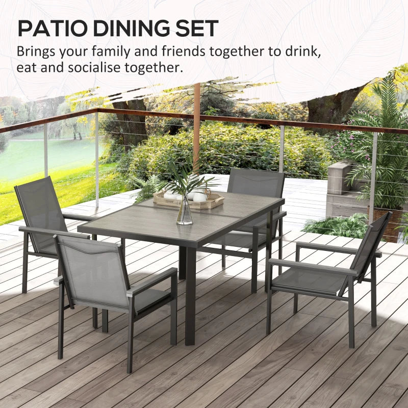 Outsunny 7-Piece Metal Dining Set with Glass-Top Table - Grey Finish - ALL4U RETAILER LTD