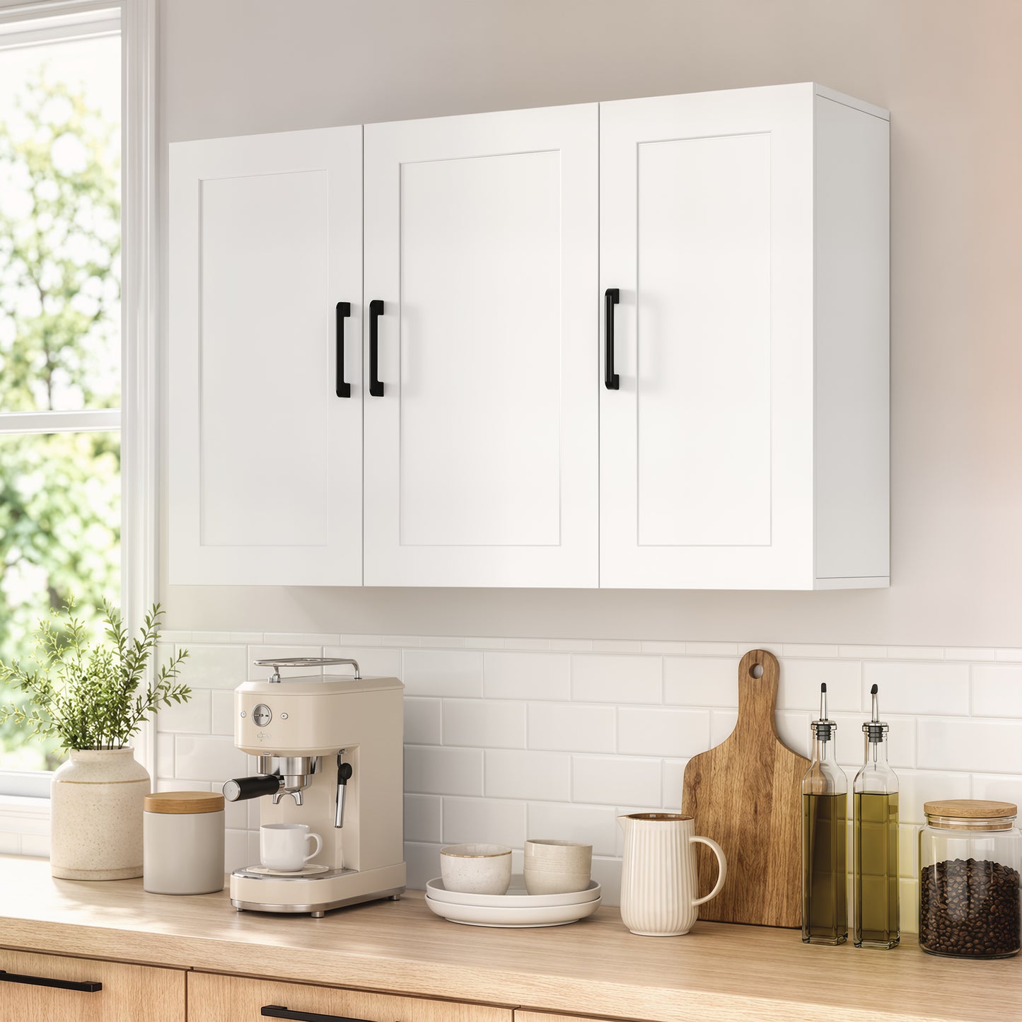 HOMCOM White Wall Cabinet For Bathroom Over Toilet Space Saver With Adjustable Shelves And Soft Close Doors