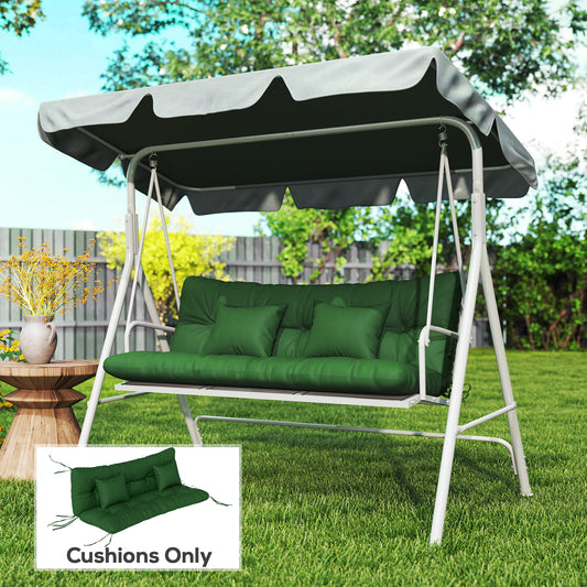 Outsunny Outdoor Seat Cushions With Back Cushion And Two Pillows Water Repellent For 3 Seater Chair Green
