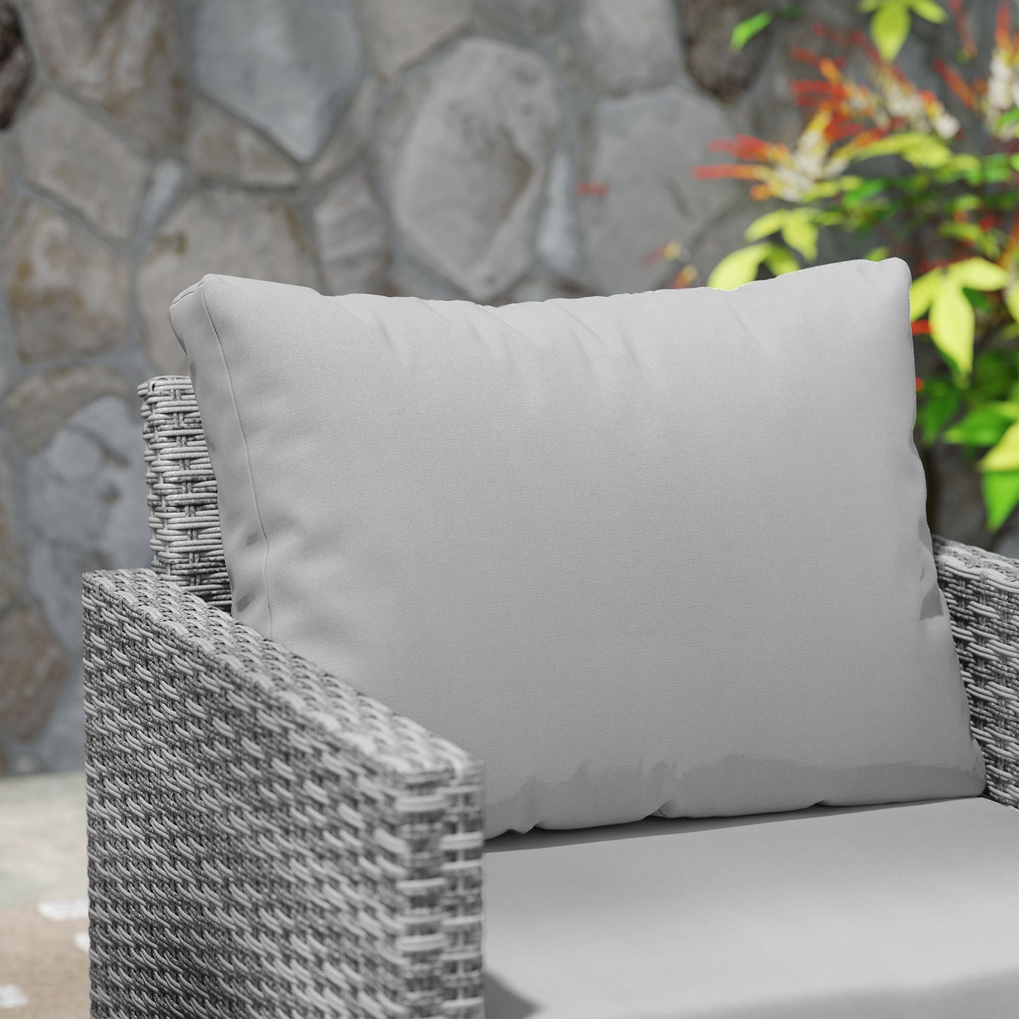 Outsunny 3 Piece Rattan Bistro Set With 4 Cushions Wicker Garden Furniture Glass Top Table For Outdoor Patio Grey