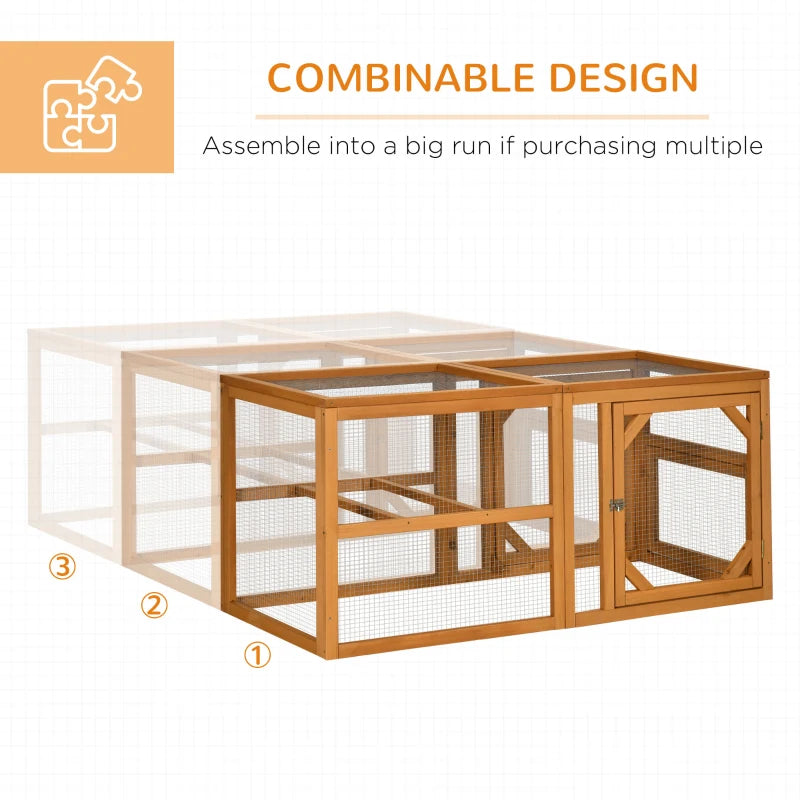 PawHut Wooden Chicken Coop with Perches, Doors, Combinable Design - Accommodates 2-4 Chickens, Natural Wood Colour - ALL4U RETAILER LTD