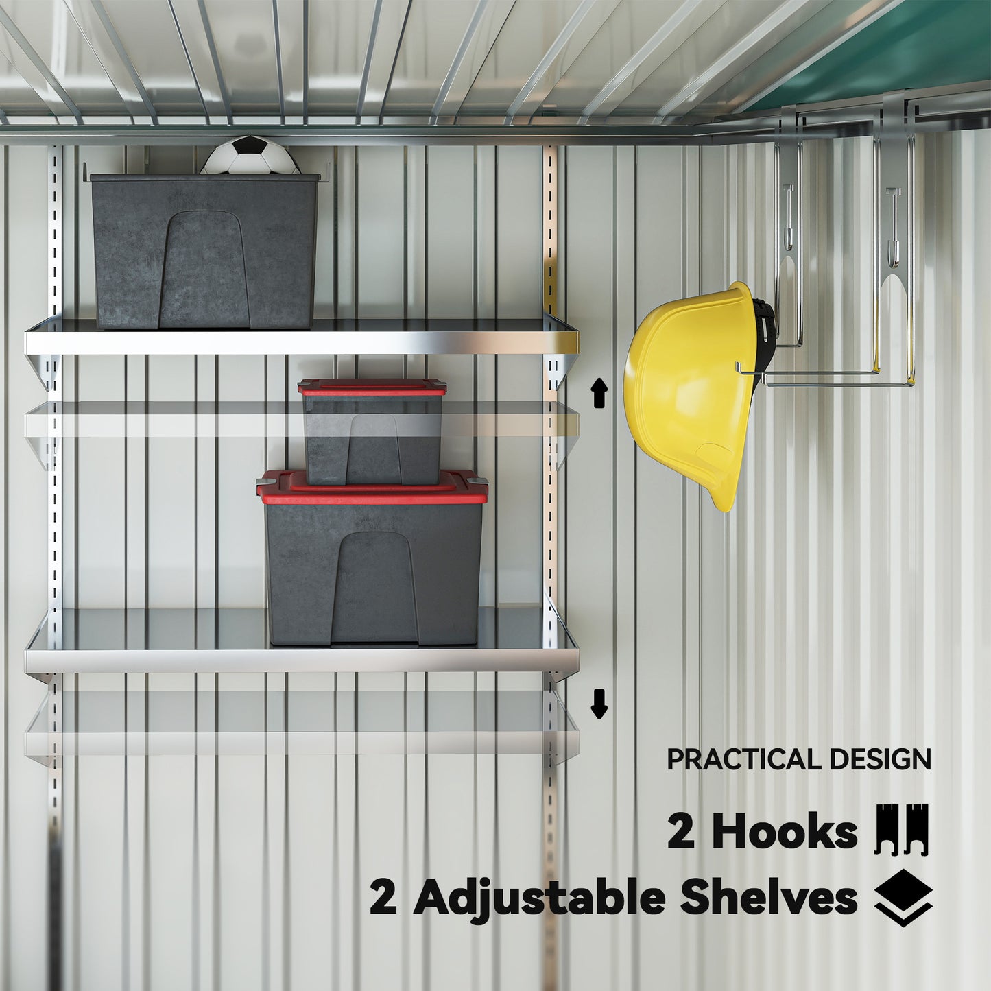 Outsunny 7 X 5ft Galvanised Metal Shed With Sliding Door Green Outdoor Storage For Tools And Bikes