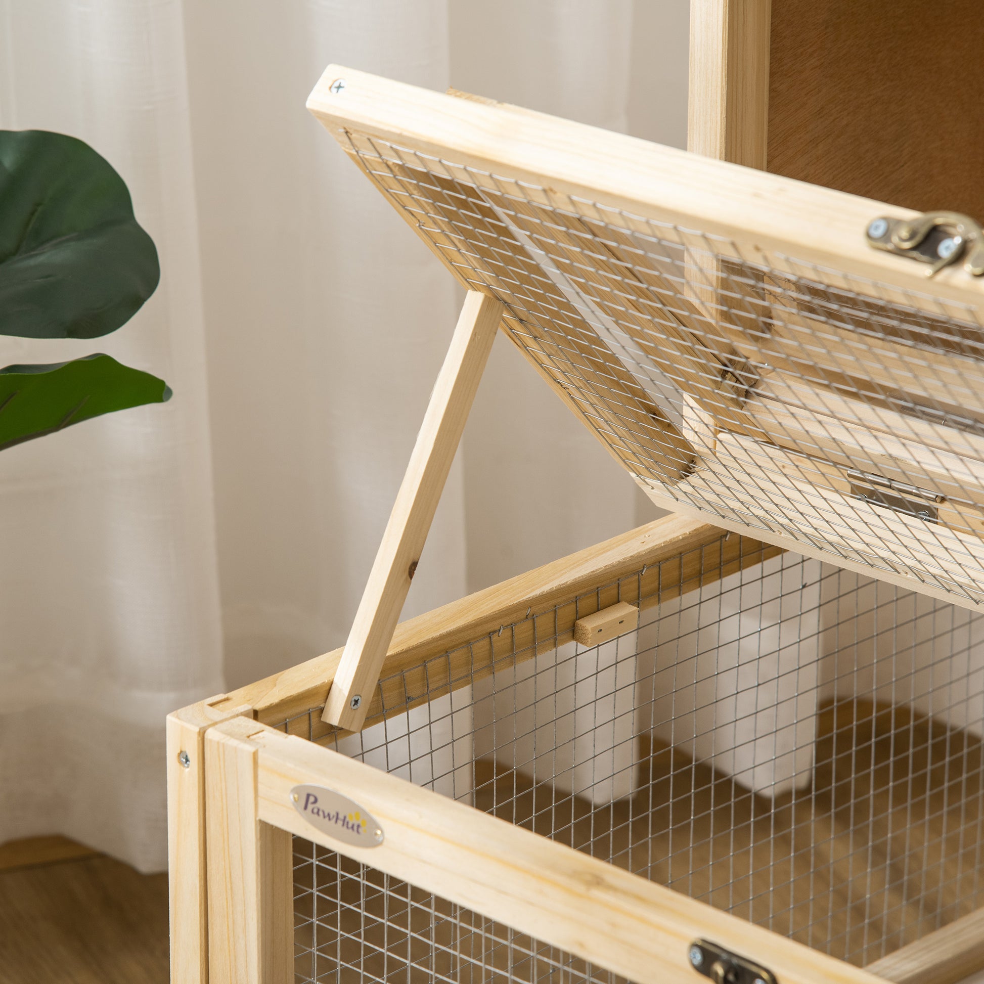 PawHut Multi-Level Wooden Hamster Habitat with Exercise Features and Easy-Clean Design - ALL4U RETAILER LTD